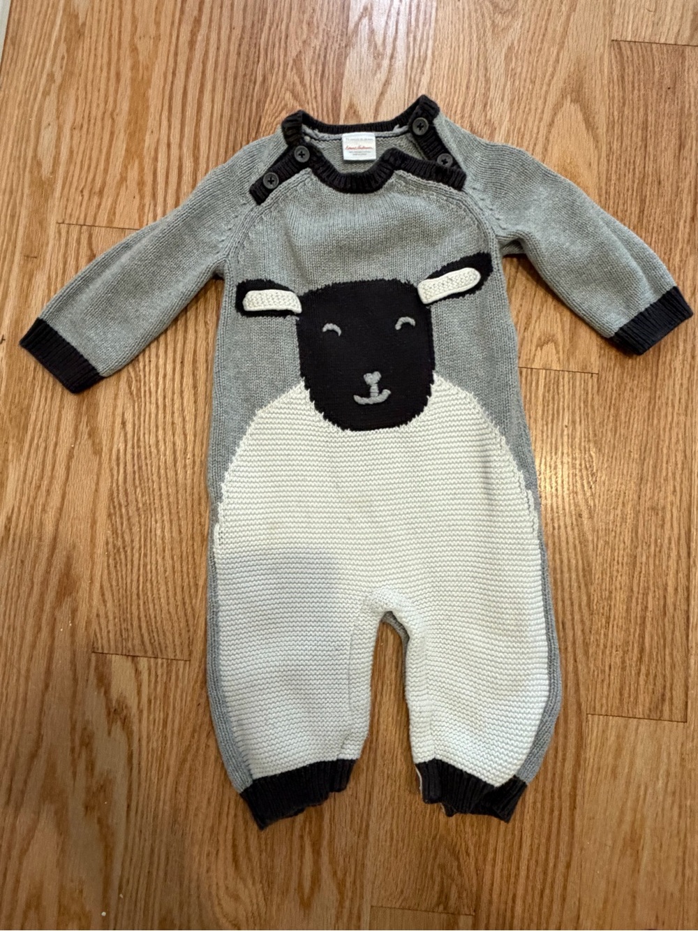 Hanna Andersson Gray, Cream & Black Sheep Knit One-Piece